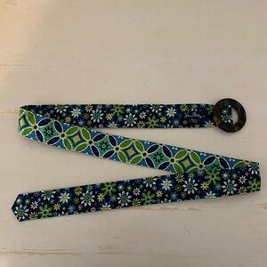 Vera Bradley Patterned Belt - Navy and Lime